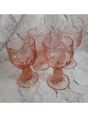 Vintage Pink Tiffin Franciscan Cabaret Glass Weighty Goblets Set Of 4